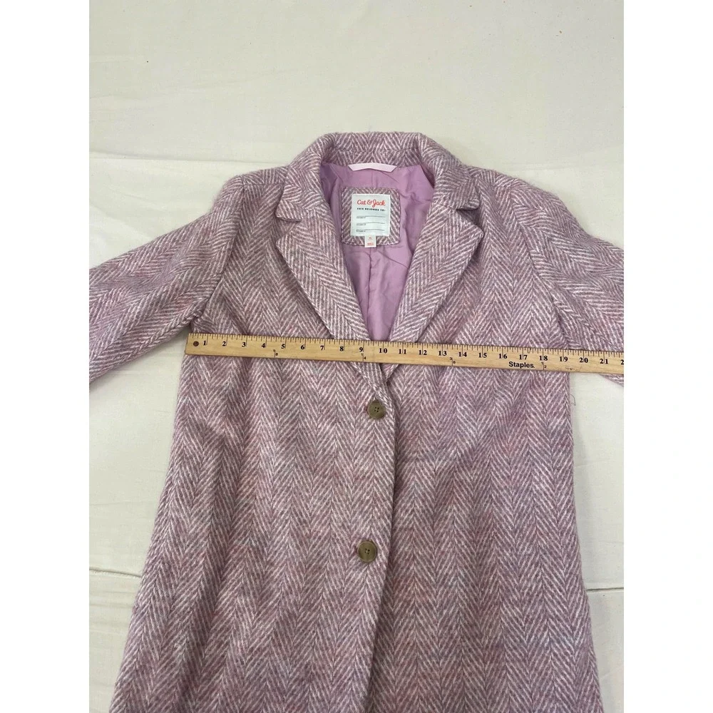 Cat & Jack Girls XL Mauve Herringbone Long Coat